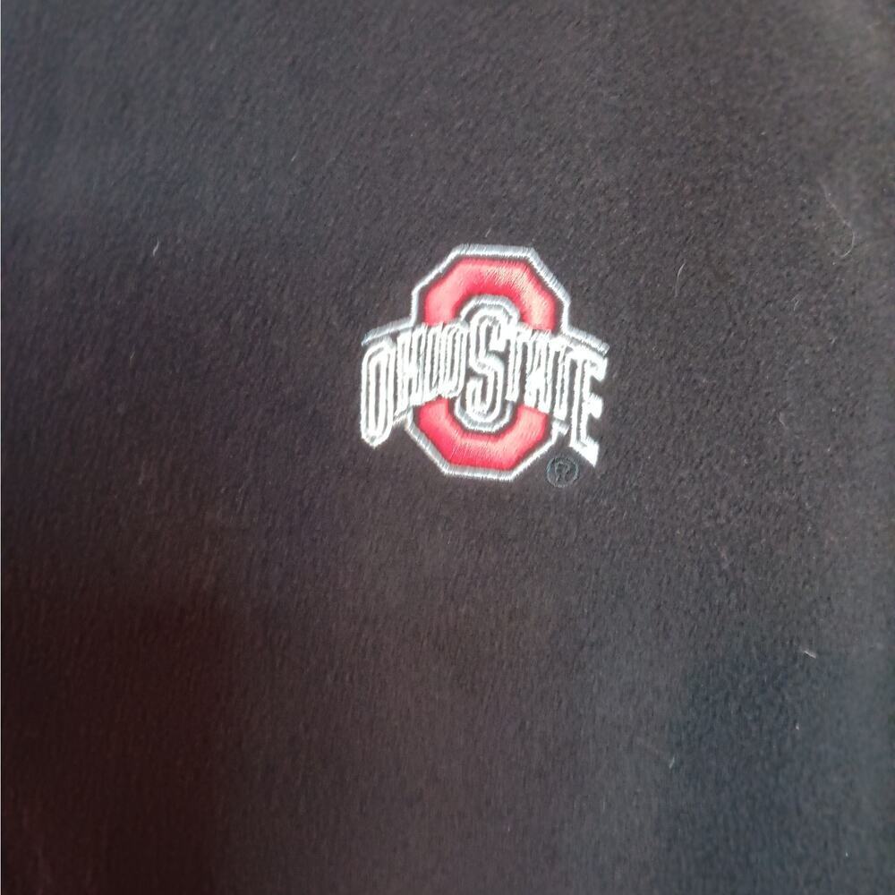 EUC Ohio State Buckeyes Large Black Fleece with 1/3 Zipper Embroidered Emblem - Picture 2 of 5